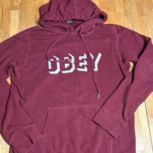 Obey Men's Maroon pullover Hoodie